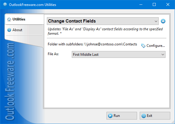 Change Contact Fields for Outlook