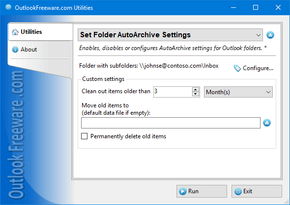 Set Folder AutoArchive Settings for Outlook