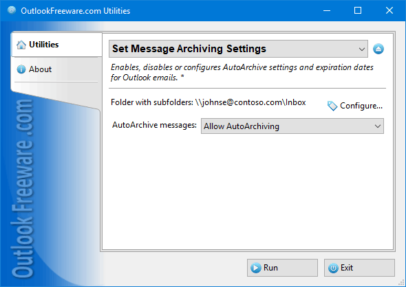 Set Message Archiving Settings for Outlook