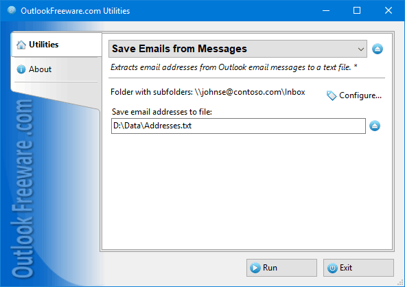Windows 10 Save Email Addresses full