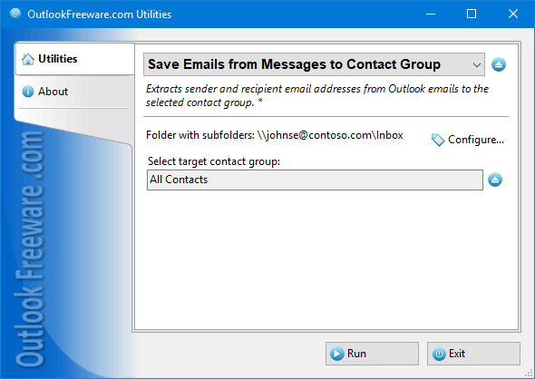 Save Emails from Messages to Contact Group for Outlook