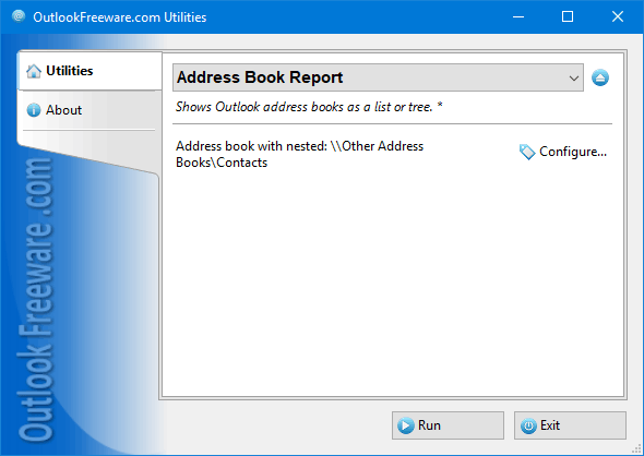 Address Book Report for Outlook