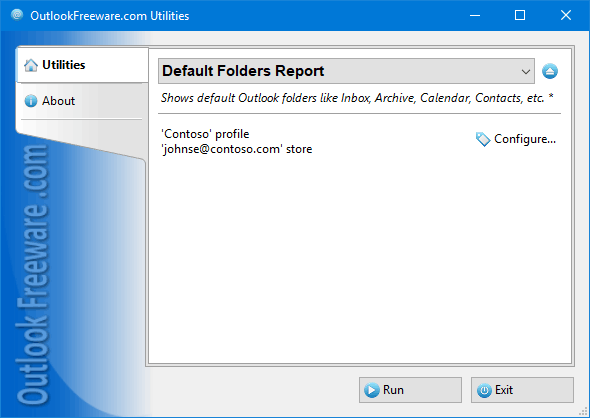 Default Folders Report for Outlook