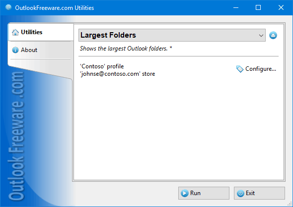 Largest Folders for Outlook