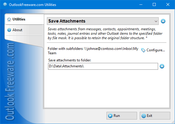 Saves attachments from any Outlook items.