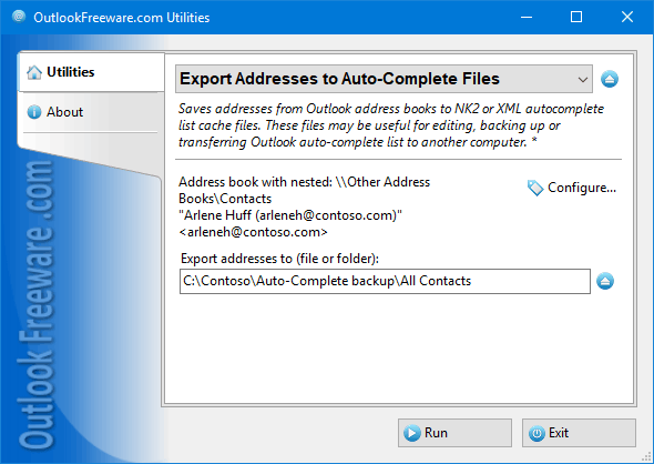 Export Addresses to Auto-Complete Files Windows 11 download