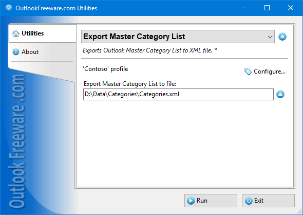 Saves Outlook Master Category List to XML.