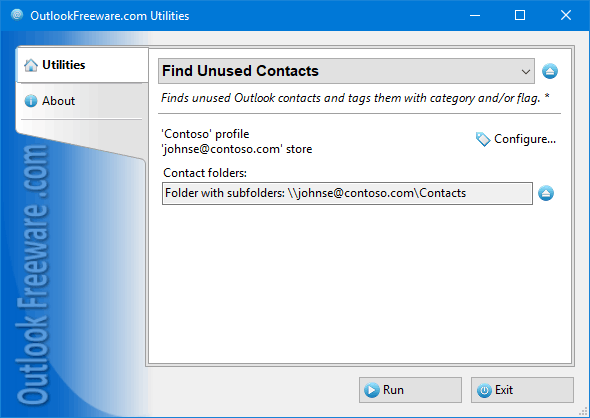 Find Unused Contacts for Outlook screenshot