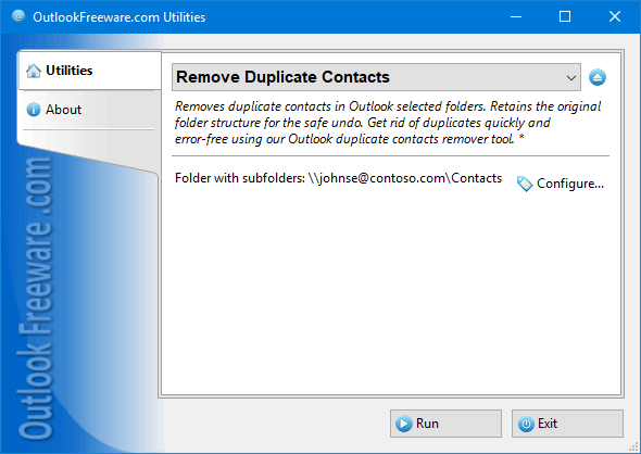 Free duplicate contacts remover for Outlook.