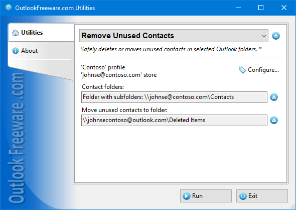Safely removes unused Outlook contacts.