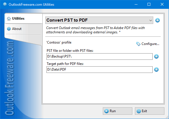 Convert PST to PDF for Outlook screenshot