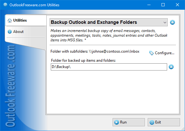 Backup Outlook and Exchange Folders screenshot Backup Outlook and Exchange Folders screenshot