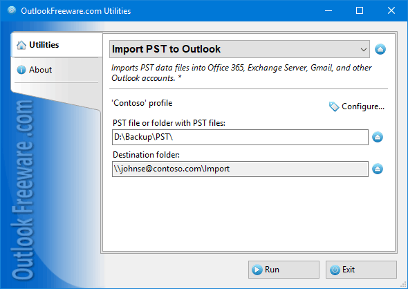 Import PST to Outlook screenshot