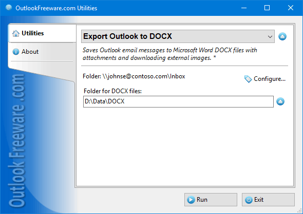 Export Outlook to DOCX screenshot