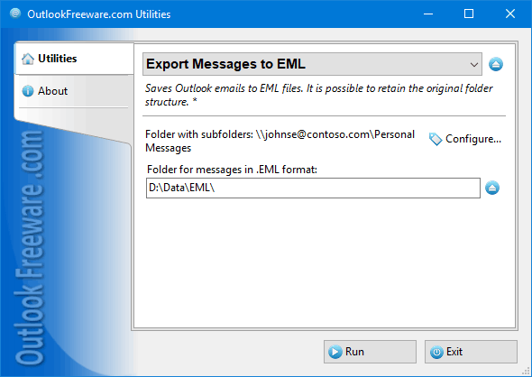 Windows 10 Export Messages to EML for Outlook full