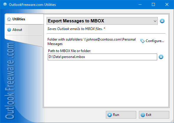 Free tool to export Outlook messages to MBOX.