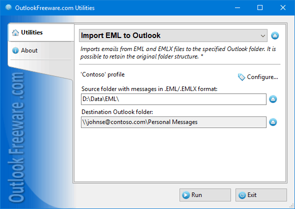 Import EML to Outlook screenshot