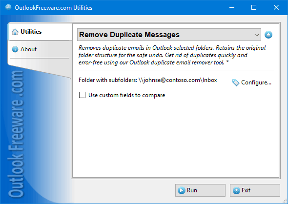 Free duplicate messages remover for Outlook.