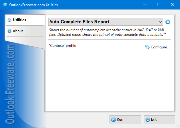 Shows Outlook NK2/DAT/XML autocomplete files.