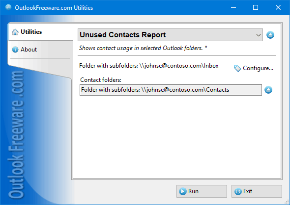 Shows unused Outlook contacts.