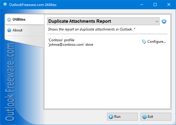 Free report on duplicate Outlook attachments.