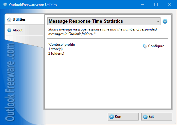 Shows average Outlook message response time.