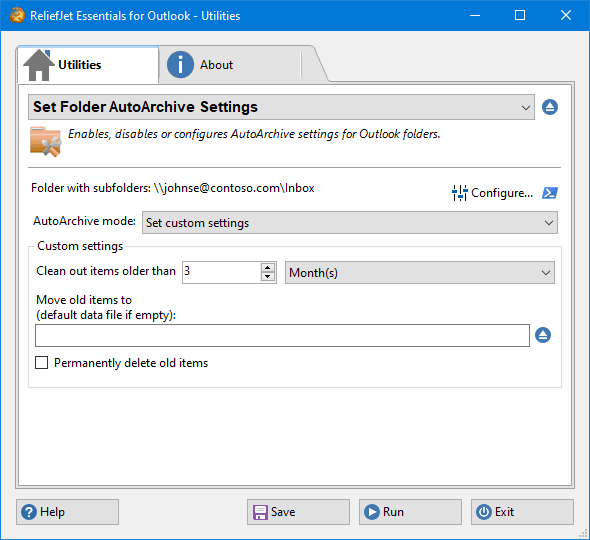 Advanced tool for configuring Outlook Folder AutoArchive settings