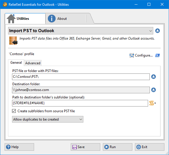 Advanced Import PST to Outlook tool