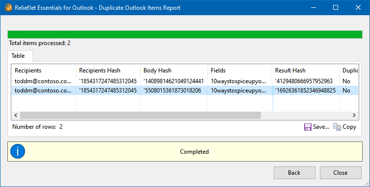 Differences in similar Outlook emails