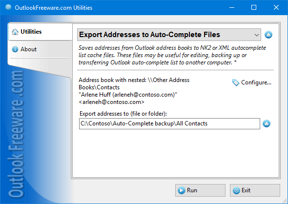 Export Addresses to Auto-Complete Files for Outlook