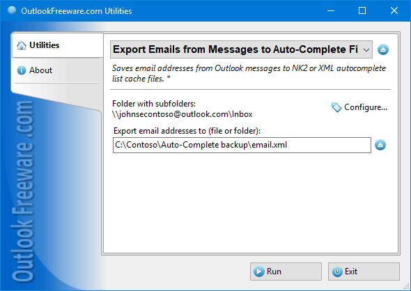 Export Emails from Messages to Auto-Complete Files for Outlook