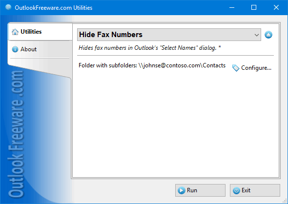 Hide Fax Numbers for Outlook