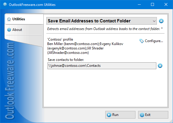 Save Email Addresses to Contact Folder for Outlook