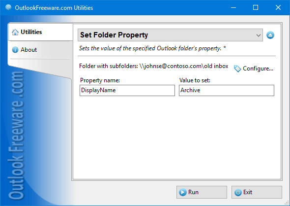 Set Folder Property for Outlook