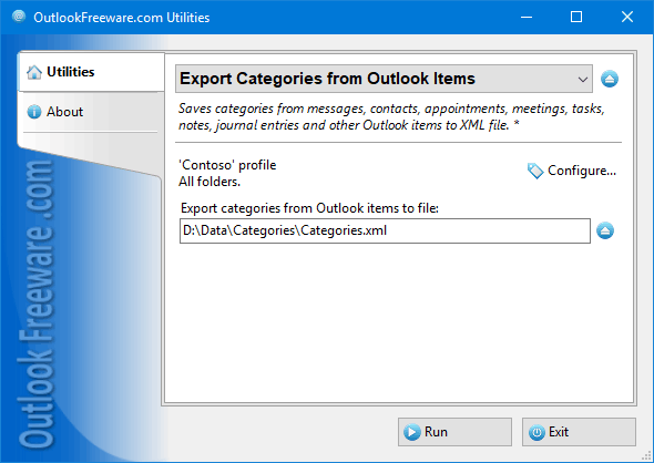 Export Categories from Outlook Items