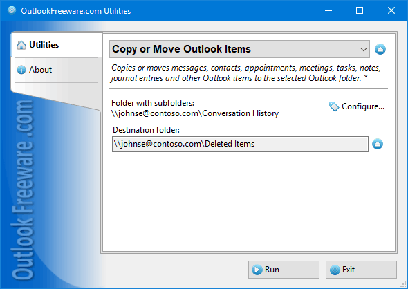 Copy or Move Outlook Items