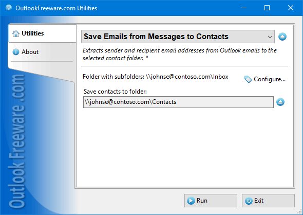 Save Emails from Messages to Contacts for Outlook