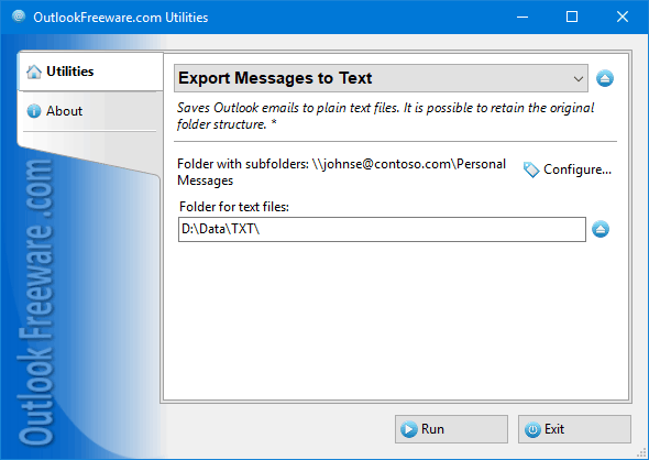 Export Messages to Text for Outlook