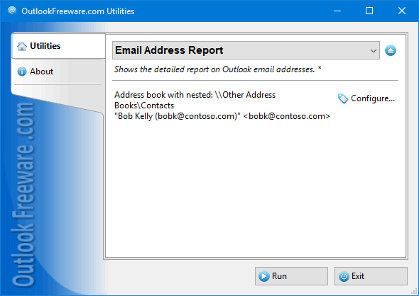Email Address Report for Outlook