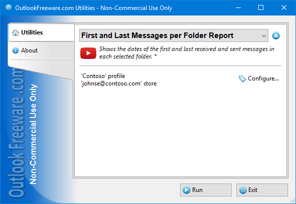 First and Last Messages per Folder Report for Outlook