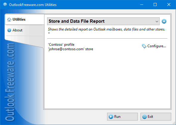 Store and Data File Report for Outlook