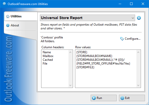 Universal Store Report for Outlook