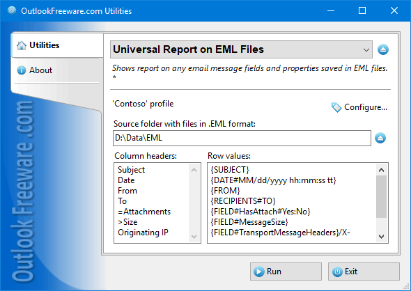 Universal Report on EML Files for Outlook