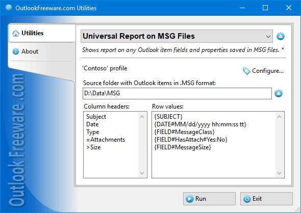 Universal Report on MSG Files for Outlook
