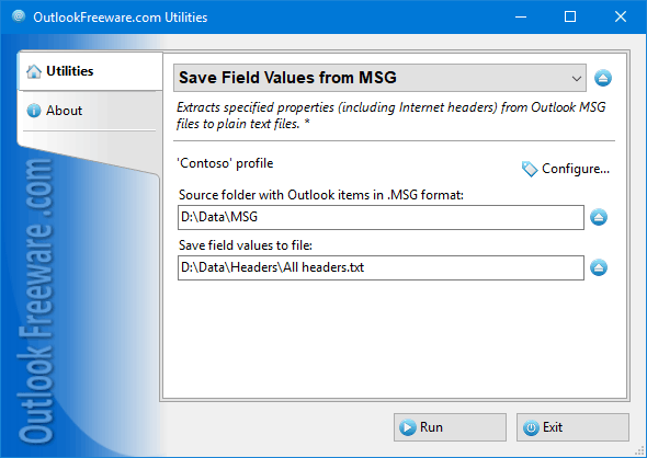 Save Field Values from MSG for Outlook