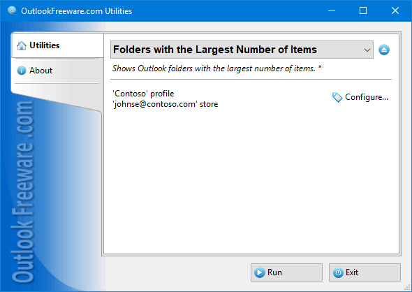 Folders with the Largest Number of Items for Outlook