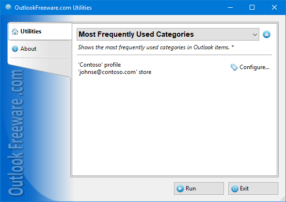 Most Frequently Used Categories for Outlook
