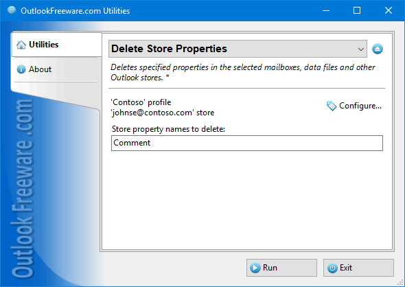 Delete Store Properties for Outlook